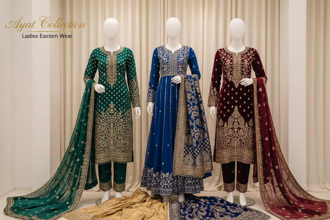 make image for ladies new eastern wear collection "Ayat Collection"